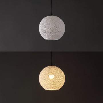 Lacey Bohemian Minimalist Iron/Rope Woven Globe LED Pendant - JONATHAN Y